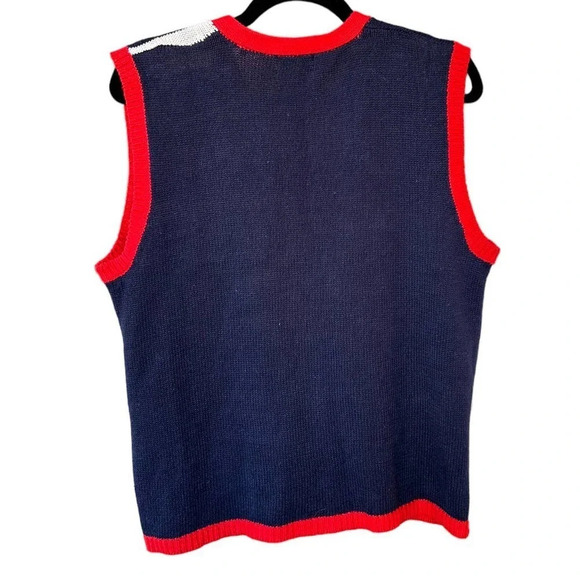 Vintage Patriotic Ugly Sweater Vest Red White Blue America Knit Vest Size Large - Picture 7 of 7